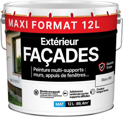 Peinture Multi-supports Façade - blanc BW - seau de 12 L JULIEN
