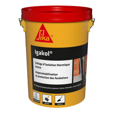 Pâte bitumineuse pour collage d'isolant/protection des fondations Igakol - seau de 5 kg SIKA