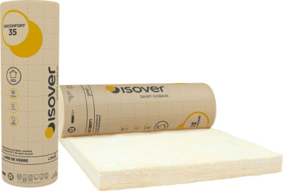 Laine de verre revêtue kraft Isoconfort 35 240 2,6x1,2 m R=6,85 m².k/w ACERMI 05/018/408 ISOVER