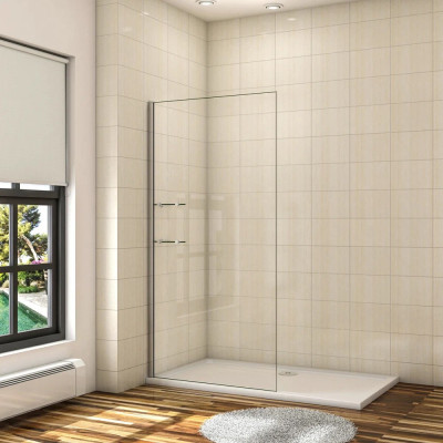 AICA Paroi de Douche à l'Italienne avec 2 Étagères en Verre - Verre Sécuritaire Anticalcaire 8mm, 70×190cm