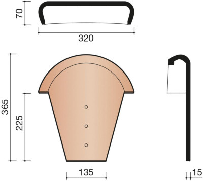 Fronton pour faîtière demi-ronde lantenne 1240 rocaille M0001240 KORAMIC