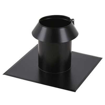Solin avec collerette pour toit plat INOX-INOX diamètre 180 / 230 mm noir profond (RAL 9005) SIO 180 230 - 31999070/9005 POUJOULAT