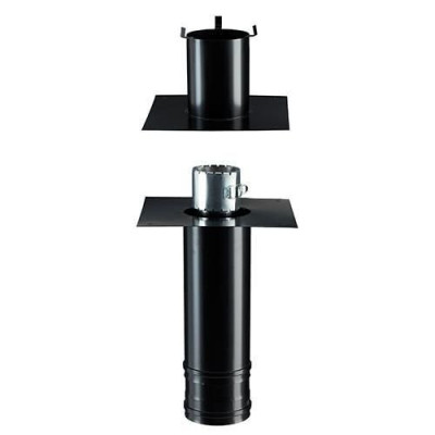 Kit de rénovation carré Départ sol PGI, diamètre 80 / 130 mm, noir graphite (RAL 9030) KRFLC 80 / 130PGI 37080770/9030 POUJOULAT