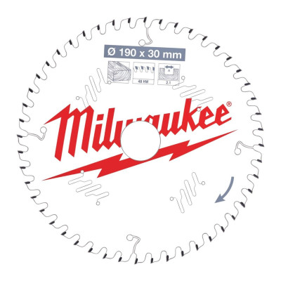 Lame scie circulaire bois 190x30x2,1/48 alternée blister 4932471380 MILWAUKEE