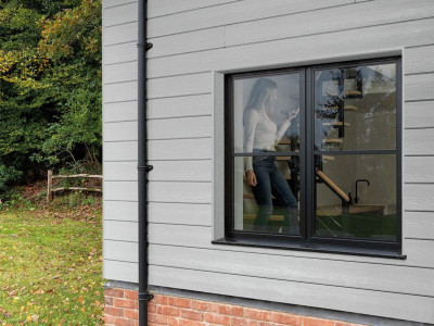 Bardage clin Cedral Click Relief fibre-ciment C51 gris argent largeur utile 173 mm 12x186x3600 mm 118587 CEDRAL