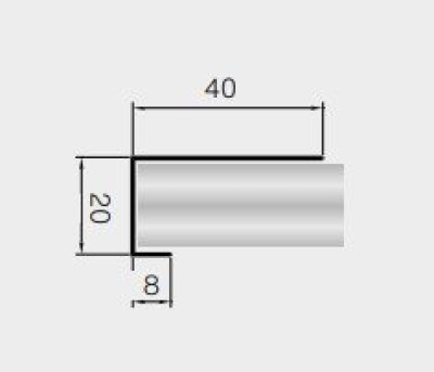 Profilé alu de finition latéral 20x40 mm / 12x40 mm CP040 gris granit 47200528 SWISSPEARL
