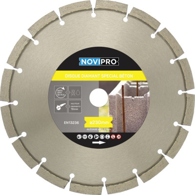 Disque diamant segments soudés laser - matériaux de construction - Novipro - diamètre 230x22,2 - hauteur segments 10 mm NOVIPRO