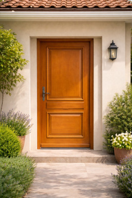 Porte d'entrée Bois Pleine Safran, H.215xl.90 Côte Tableau p.droit