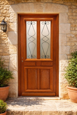 Porte d'entrée Bois Vitrée Baya, H,200xl,80 Côte Tableau p.droit