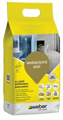 Joint de carrelage esthétique Weberjoint Star - gris ciment E00 - sac de 2 kg WEBER