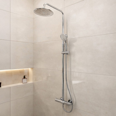 Colonne de douche Thermostatique finition Chrome 133x26x52 cm - MOLLY CHROME