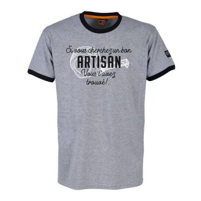 TEE SHIRT COTON ARTISAN GRIS CHINE TAILLE XL BOSSEUR 