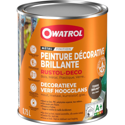 PEINTURE MULTI-SUPPORT 0.75L BRILLANT RAL 8028 BRUN OWATROL DECO INNOSKIN