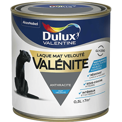 LAQUE GLYCERO MAT 0,5 L ANTHRACITE VALENITE DULUX VALENTINE