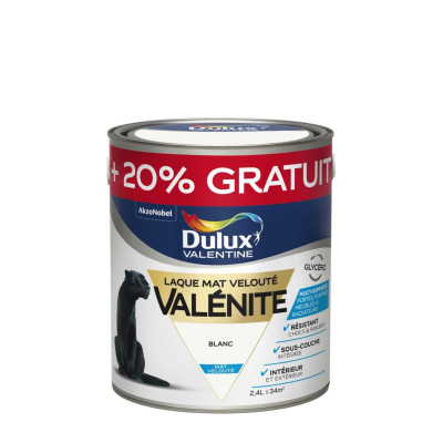 LAQUE GLYCERO MAT 2 L +20% BLANC VALENITE