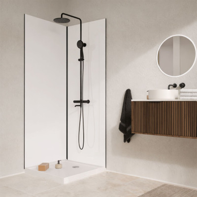 Pack 2 Panneaux Muraux en Aluminium Blanc 80x210cm + Profilés Noir - WALL'IT