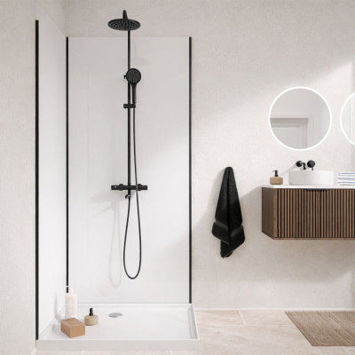 Pack 2 Panneaux Muraux en Aluminium Blanc 80+100x210cm + Profilés Noir - WALL'IT