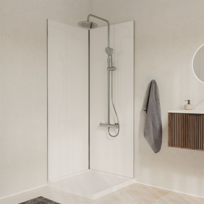 Pack 2 Panneaux Muraux en Aluminium Blanc 90x210cm + Profilés Chrome - WALL'IT