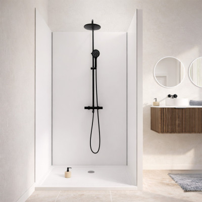 Pack de 3 Panneaux Muraux Aluminium Blanc 80+120+80x210 cm avec Profilés Chrome - WALL'IT