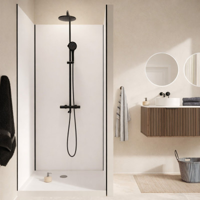 Pack de 3 Panneaux Muraux Aluminium Blanc 80+120+80x210 cm avec Profilés Noirs - WALL'IT