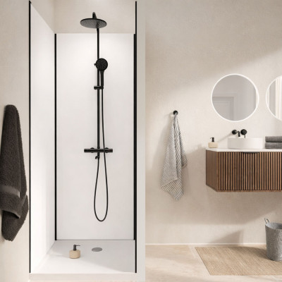 Pack de 3 Panneaux Muraux Aluminium Blanc 80x210 cm avec Profilés Noirs - WALL'IT