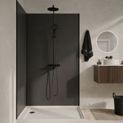 Pack 2 Panneaux Muraux en Aluminium Gris 90+120x210 cm + Profilés Noir - WALL'IT