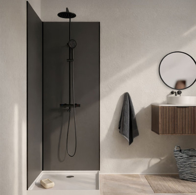 Pack 2 Panneaux Muraux en Aluminium Gris 90x210 cm + Profilés Noir - WALL'IT