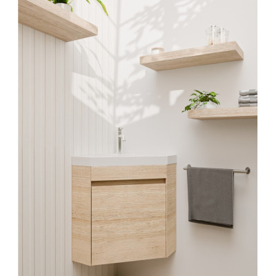 Meuble lave-mains d'angle ANGLEO Bois Clair