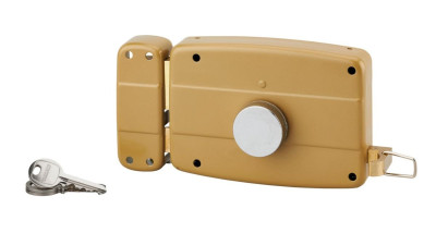 SERRURE APPLIQUE HORIZONTALE A TIRAGE + CYLINDRE A BOUTON 140x90 MM THIRARD