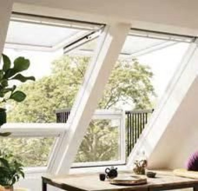 Verrière balcon finition WHITEfinish triple vitrage kit complet 2 colis - Produit exception 94x252 cm Uw: 1,20W/(m2.K) GDL PK19 2066 VELUX