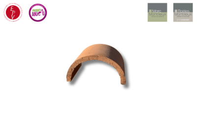 Dessus de mur arrondi Montlouis en terre cuite 21 x 10 x 15,5 cm - RAIRIES MONTRIEUX 