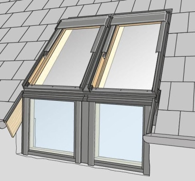 Raccord encastré pour verrière double 2 VFE/VFA/VFB+2 Intégra/GPL sur ardoises EFN SK08 0022E Nouvelle Génération 114x140 cm VELUX