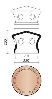Lanterne mitron aérage diamètre 150mm grése bourgogne pour Actua Duplex Vauban 2 Méga KOR M0008780 KORAMIC