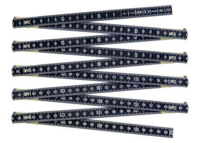 Mesure pliante 2 m en Duraluminium finition noir anti-reflet, graduation ineffaçable, ressorts en laiton MA2N JOUANEL