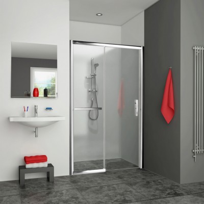 Porte coulissante 1 fixe à gauche EQUI 1400mm profilé argent