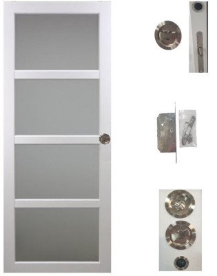 Porte Coulissante Tana blanc Vitrée H204 x L63 cm, serrure condamnation