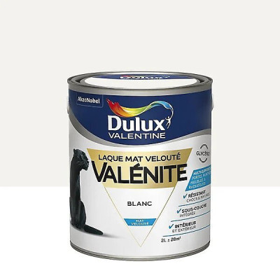Peinture laque pour boiseries Valénite mat blanc 2 L Dulux Valentine 