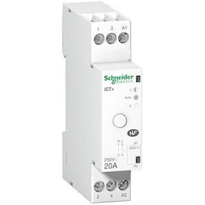 Contacteur silencieux à commande manuelle - 1P+N - 20A - 230Vca Acti9 iCT+HC SCHNEIDER ELECTRIC