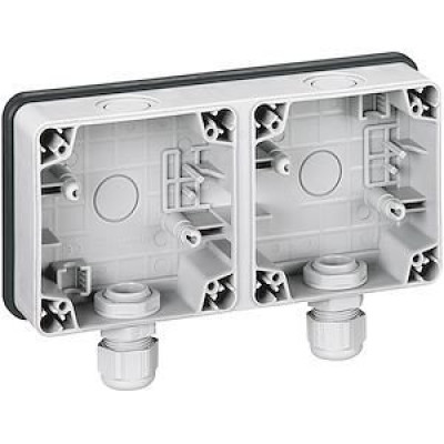 Boîtier étanche 2 postes horizontaux Plexo IP66 composable gris Legrand