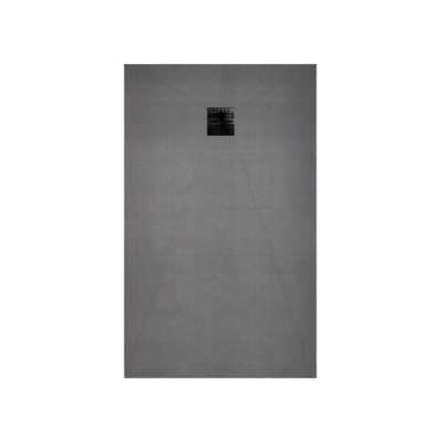 Receveur de Douche à Carreler 120x90cm avec Bonde à Sortie Verticale - Grille Noire
