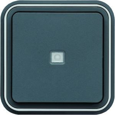 Bouton poussoir 1F voyant témoin cubyko étanche IP55 gris pose en encastré HAGER
