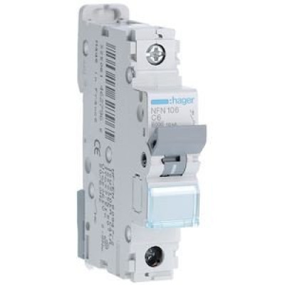 Disjoncteur 1P 6-10kA courbe C - 6A 1 module HAGER