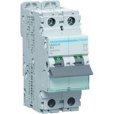 Disjoncteur magnétique 2P 20kA 16A 2 modules HAGER