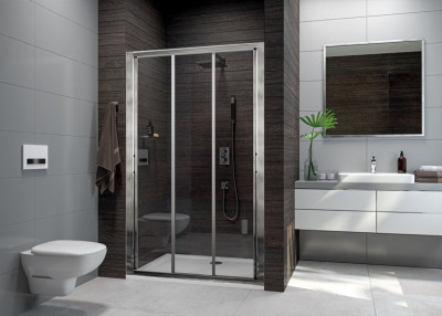 PAROI ATOUT 3 COULISSANT FACE 3 VANTAUX 90 VERRE TRANSPARENT PROFILE ARGENT BRILLANT