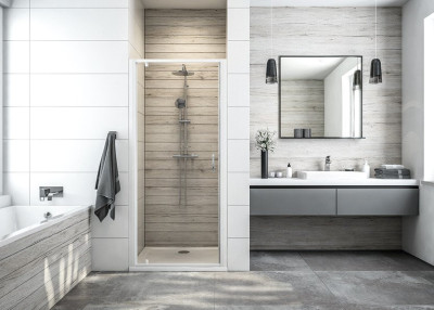 PAROI ATOUT 3 PIVOTANTE 80 VERRE TRANSPARENT PROFILE BLANC