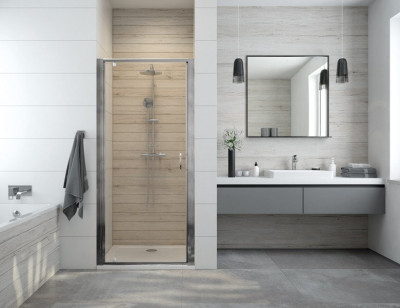 PAROI ATOUT 3 PIVOTANTE 80 VERRE TRANSPARENT PROFILE ARGENT BRILLANT