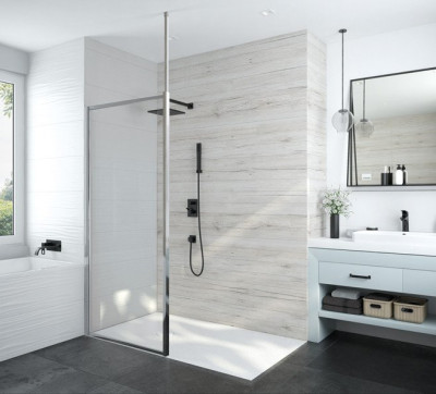 PAROI ATOUT 3 DOUCHE OUVERTE 90 VERRE TRANSPARENT PROFILE ARGENT BRILLANT