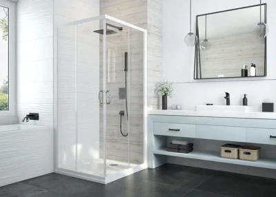 PAROI ATOUT 3 PREAS COULISSANT ANGLE 1/2 ENSEMBLE 90 VT BLANC