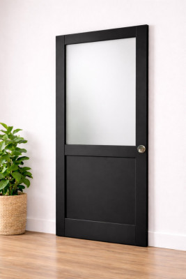 Porte Coulissante Athena Noir H204 x L83 cm, Coquilles