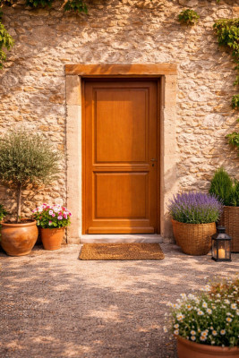 Porte d'entrée Bois Pleine Eyden, H.215xl.90 cm p,Gauche Côte Tableau, Poignée, Barillet